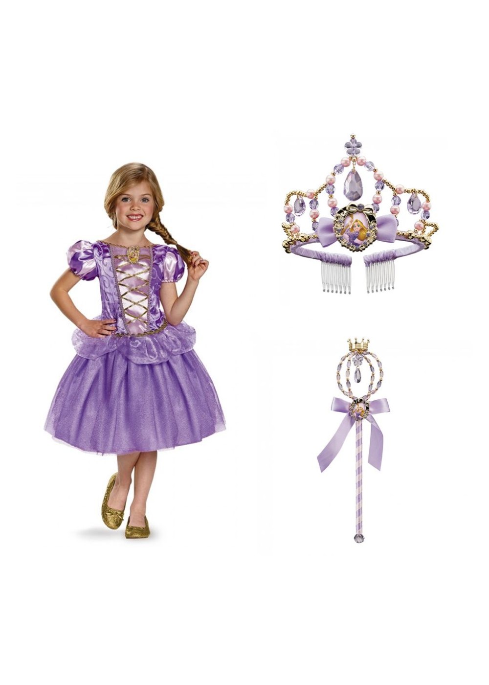 Kids Rapunzel Costume Wand And Tiara Kit